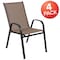 Flash Furniture 4PK Brown Outdoor Stack Chair w/ Flex Material 4-JJ-303C-B-GG - alternate 7